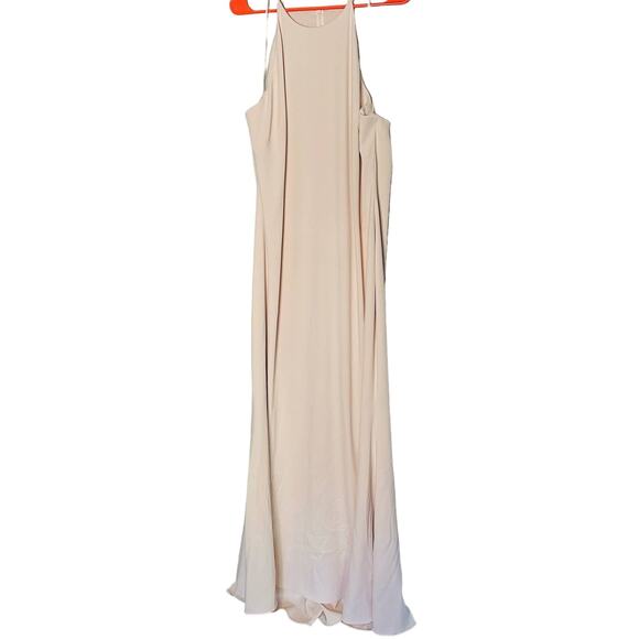 Badgley Mischka Blush Halter Odessa Zip Up Back Gown Dress Size 18 - Picture 3 of 16